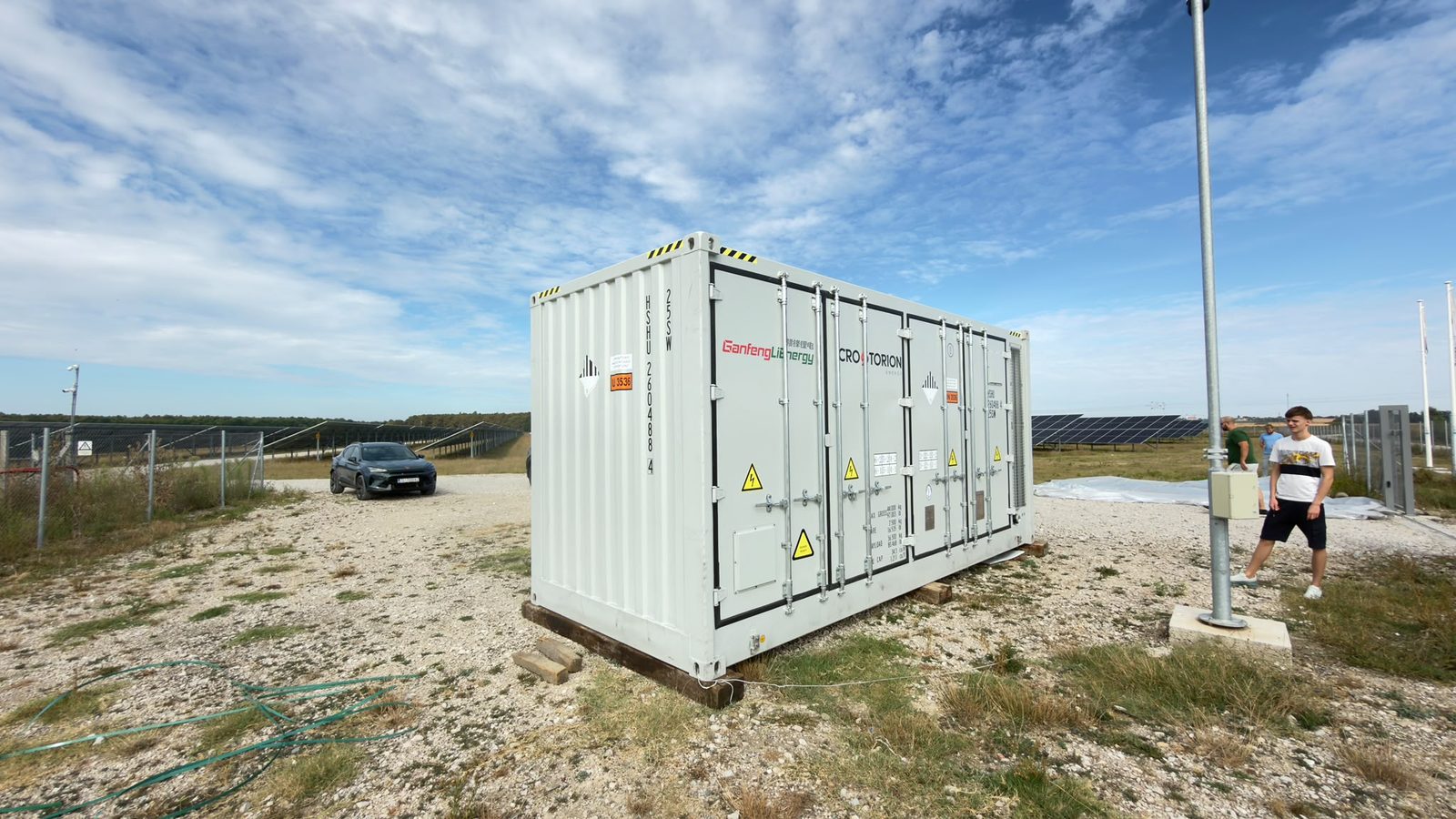 A CROSTORION six-metre battery container installed at a solar power plant